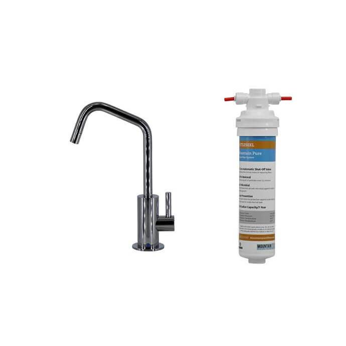 Mountain Plumbing Point-of-Use Drinking Faucet with Contemporary Round Body & Handle (120-degree Spout) & Mountain Pure® Water Filtration System