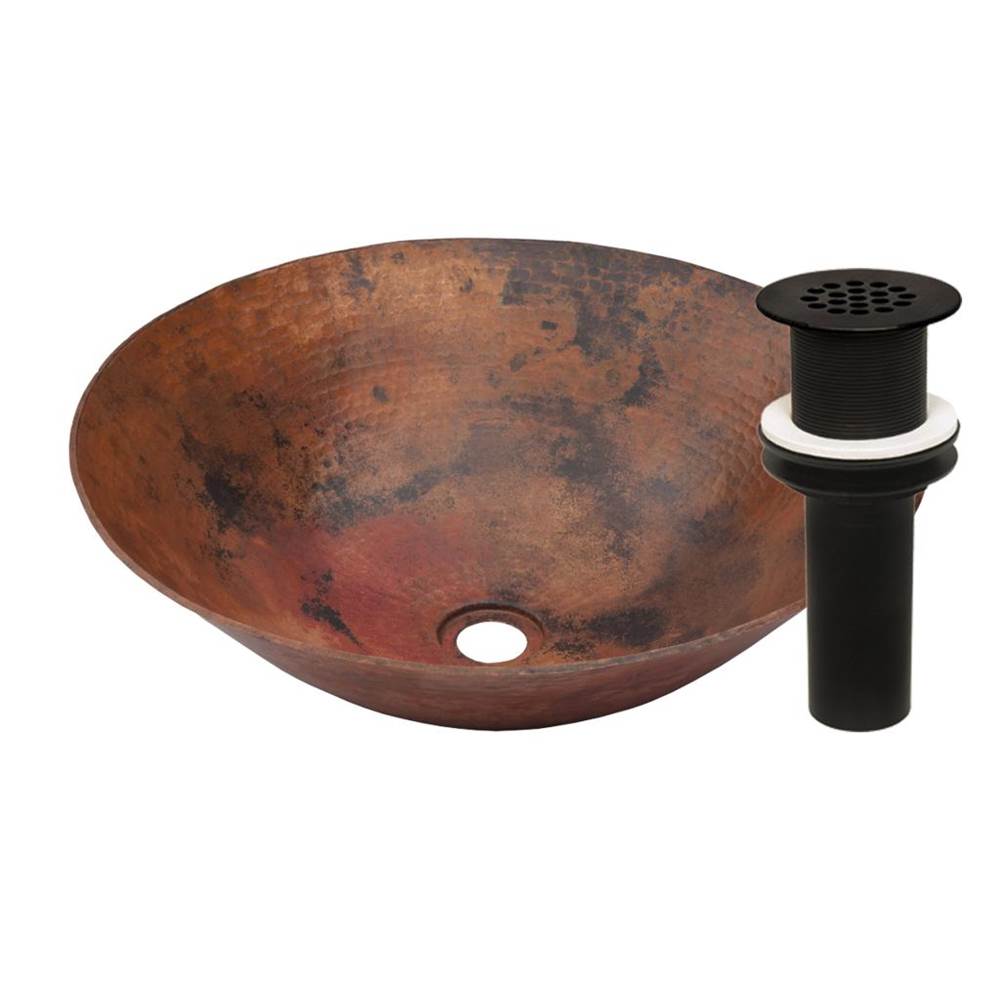 Novatto Novatto CATALONIA Copper Vessel Sink and Oil Rubbed Bronze Strainer Drain