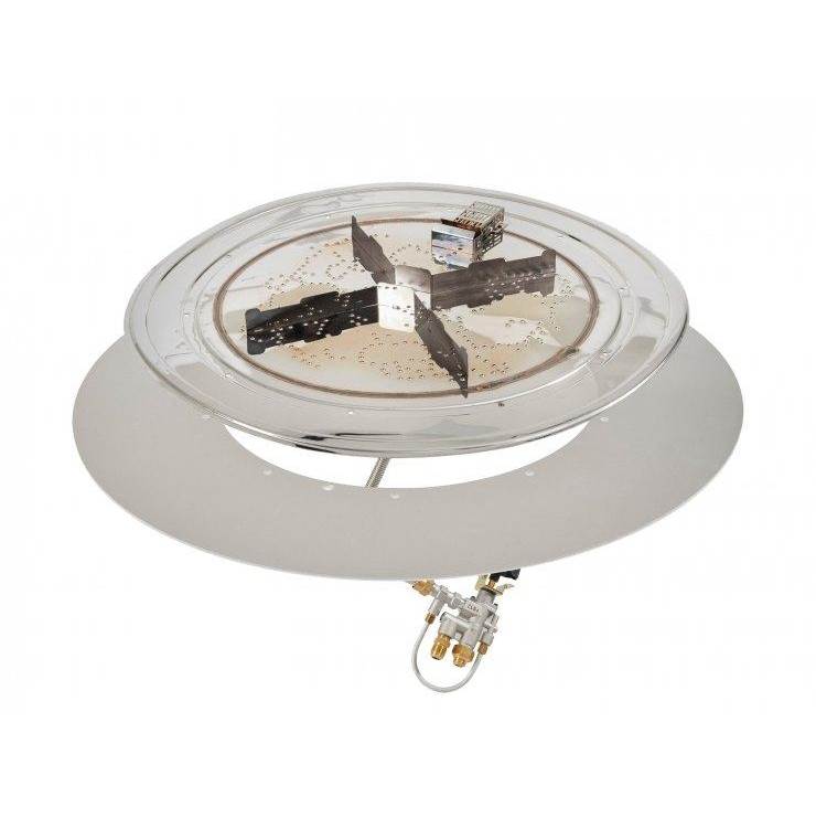 The Outdoor Greatroom 48'' Round Crystal Fire Plus Gas Burner Insert and Plate Kit with Direct Spark Ignition (NG)